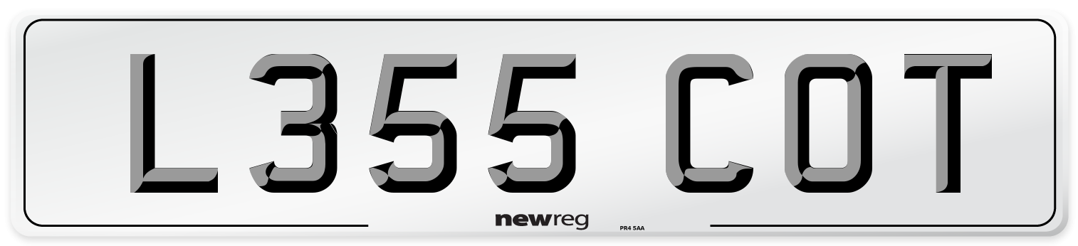 L355 COT Number Plate from New Reg